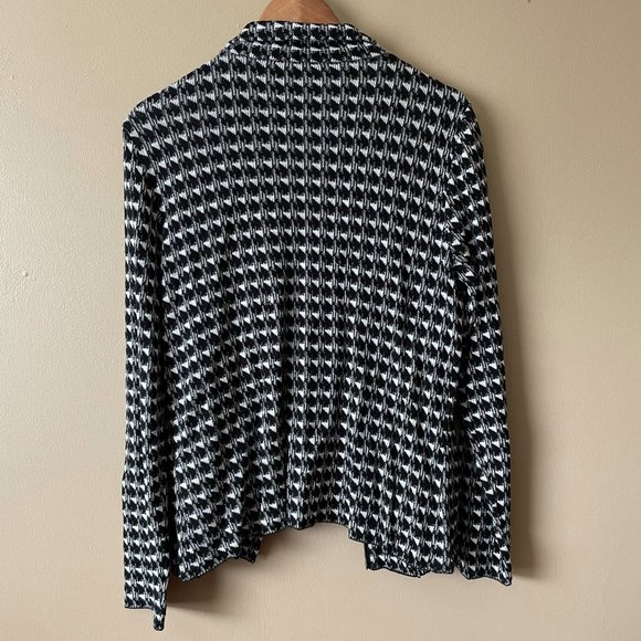 Moto Style Houndstooth Print Sweater Jacket - Picture 4 of 8